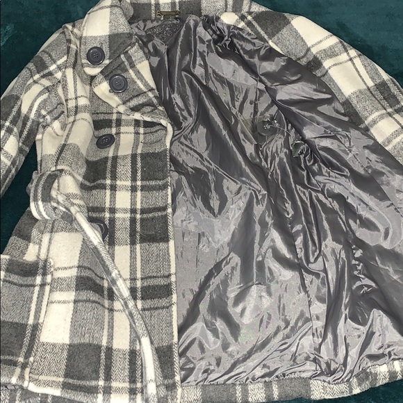 White/grey plaid peacoat - Picture 5 of 5